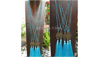 hamsa hand bronze pendant tassels necklace crystal bead 2color